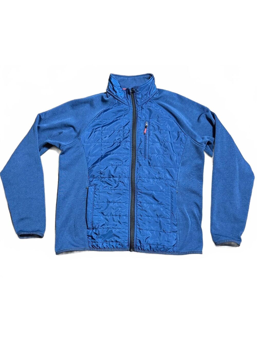 Orvis Mens Jacket M Blue Quilted Fleece Full Zip Insulated Outdoor Hiking